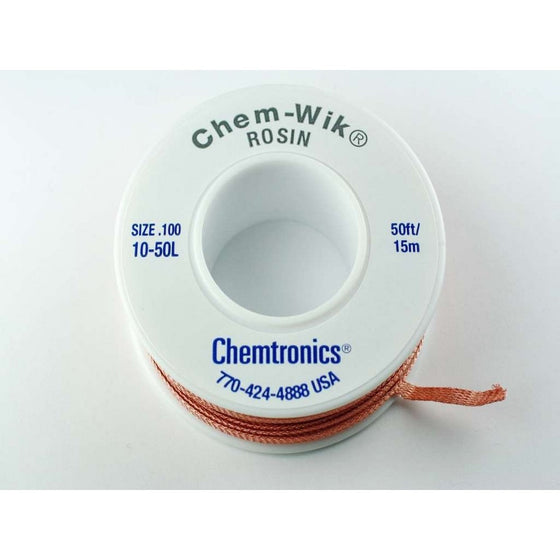 Chemtronics Desoldering Braid, Chem-Wik, Rosin, 10-50L 0.10", 50ft.