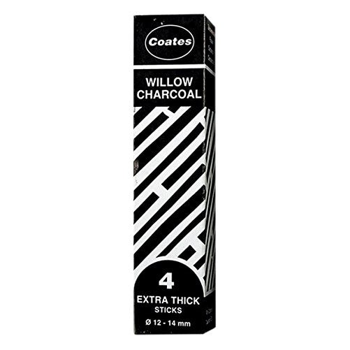 Coates Willow Charcoal- Box of 4 Extra Thick Sticks 12-14mm