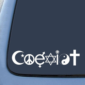 Bargain Max Decals COEXIST Peace Religion Sticker Decal Notebook Car Laptop 8" (White)