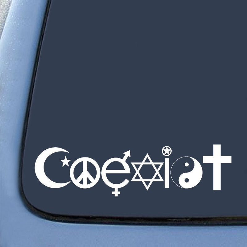 Bargain Max Decals COEXIST Peace Religion Sticker Decal Notebook Car Laptop 8" (White)
