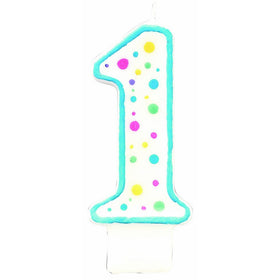 Wilton W91-01B Polka Dot Numeral Candle, 3-Inch by 1.5-Inch, No. 1 Blue, 1-Pack