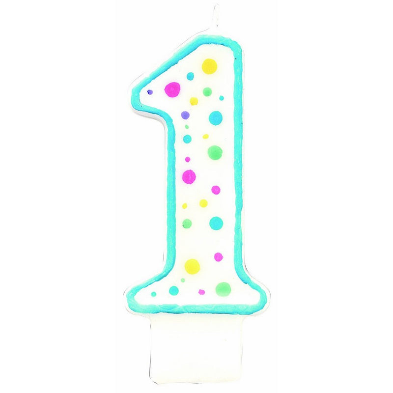 Wilton W91-01B Polka Dot Numeral Candle, 3-Inch by 1.5-Inch, No. 1 Blue, 1-Pack