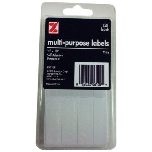 ADVANTUS Self Adhesive Multi-Purpose Labels, 1/2 x 1-3/4 Inches, 250 Labels, White (Z06109)