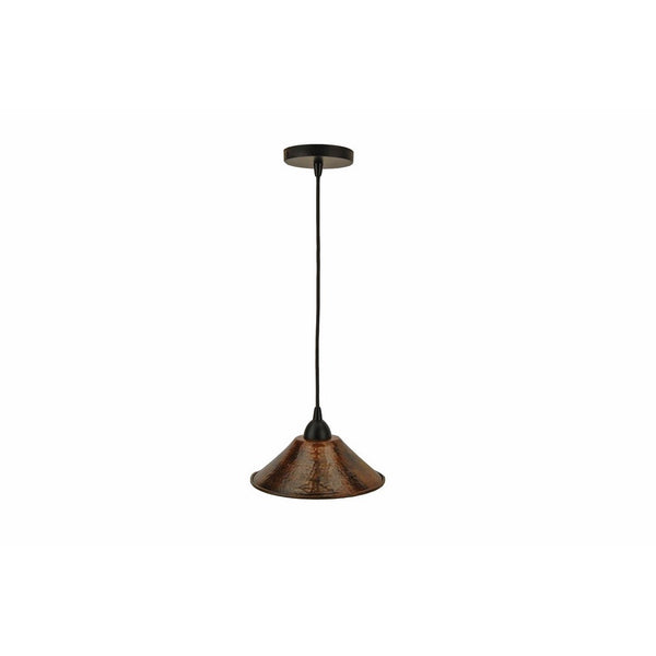 Premier Copper Products L500DB 9-Inch Hand Hammered Copper Cone Pendant Light, Oil Rubbed Bronze