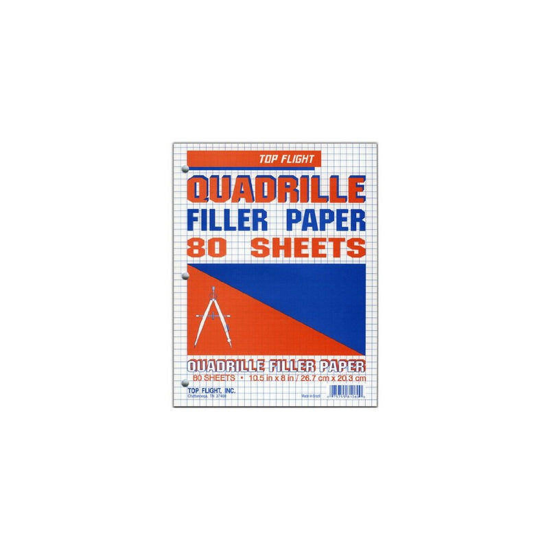 Top Flight Filler Paper, Quadrille Rule, 10.5 x 8 Inches, 80 Sheets (81060)