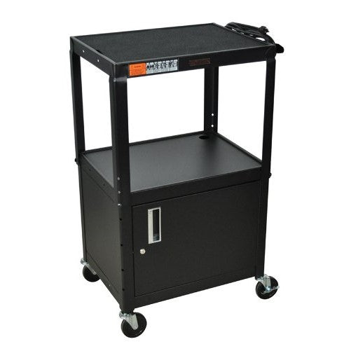H WILSON W42ACE Adjustable Height Cabinet AV Cart, Black