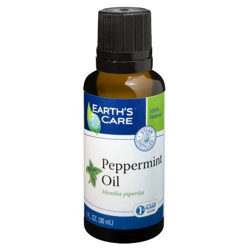 Earth's Care Pure Peppermint Essential Oil, Steam-Distilled, Bottled in USA 1 Fl. OZ.