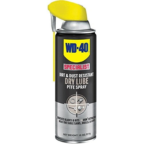 WD-40 Specialist Dirt & Dust Resistant Dry Lube PTFE Spray with SMART STRAW SPRAYS 2 WAYS, 10 OZ