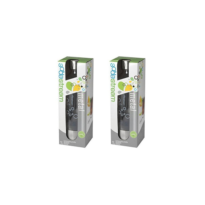 SodaStream 1-Liter Carbonating Bottle, Stainless Steel (2 pack) Packaging may vary
