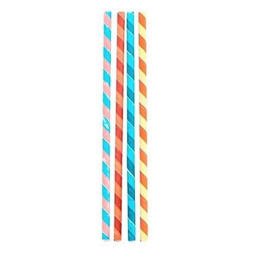 Kikkerland Biodegradable Party Stripes Paper Straws, Multicolored, Box of 144