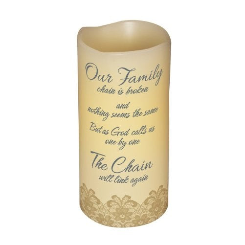 Abiding Light Scented Flameless Candle Bereavement Memory "Our Family Chain", 6"H, 3"Diameter