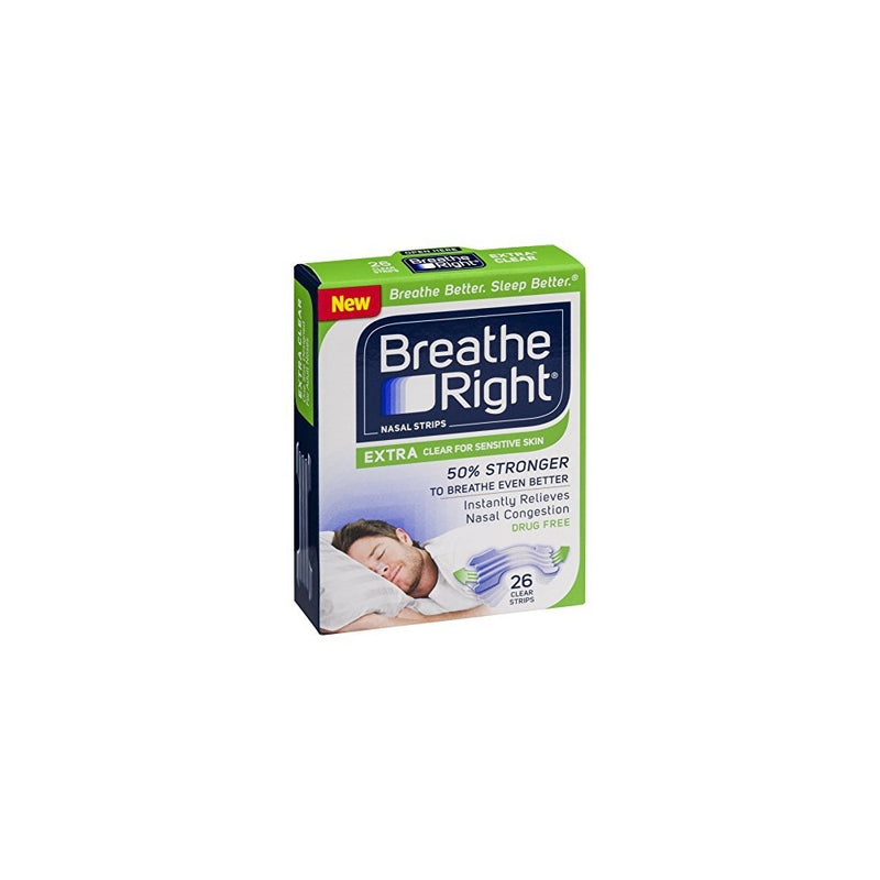 Breathe Right Nasal Strips Extra Clear for Sensitive Skin, 26 Count