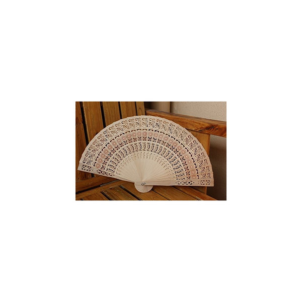 5XFolding Wooden Carved Sunflower Print Hand Fan Fragrant (5)