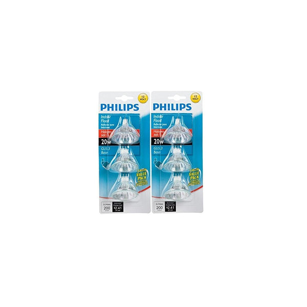 Philips 415687 Indoor Flood 20-Watt MR16 12-Volt Light Bulbs 3Pk x2