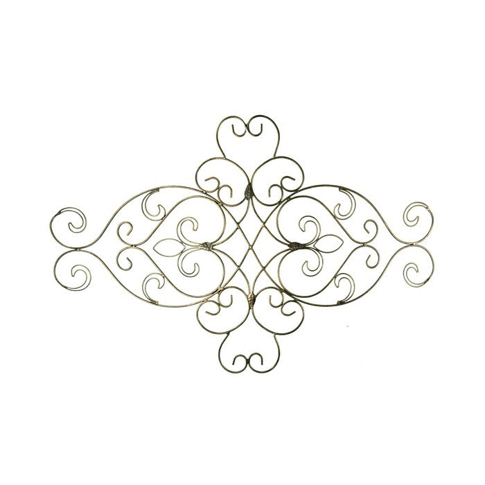 Metal Wall Decor With Intricate Scroll Work Design, Assortment of Two, Gray