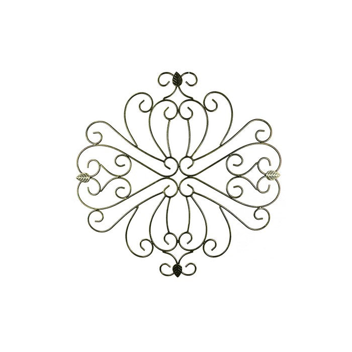 Metal Wall D?cor With Intricate Design and Leaf Accents, Assortment of Two, Gray