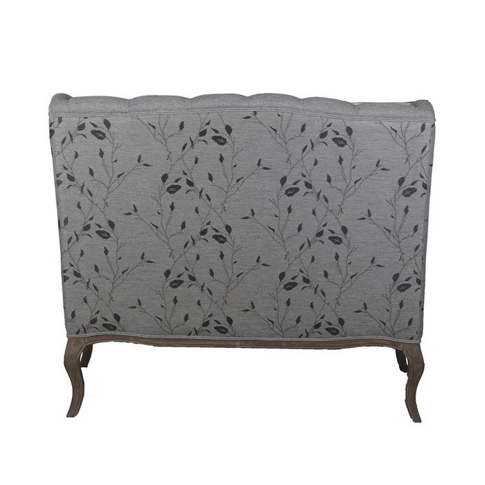 Classic Style Polyester Upholstered Rubber Wood Settee with Button Tufted Backrest, Gray and Brown