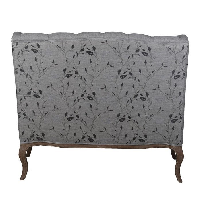 Classic Style Polyester Upholstered Rubber Wood Settee with Button Tufted Backrest, Gray and Brown