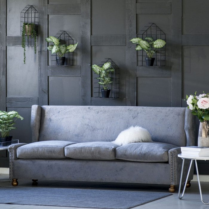Modern Style Polyester Upholstered Rubber Wood Sofa with Nail head Trim Design, Gray and Gold