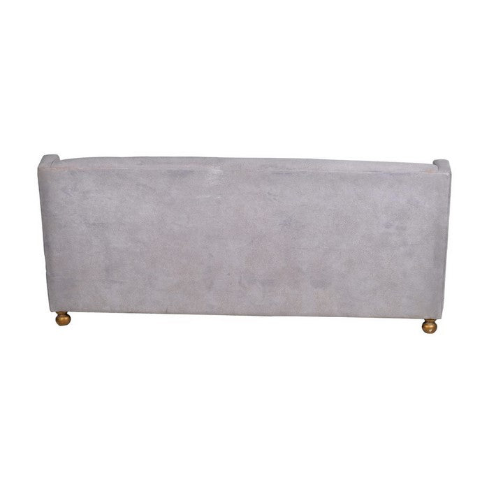 Modern Style Polyester Upholstered Rubber Wood Sofa with Nail head Trim Design, Gray and Gold