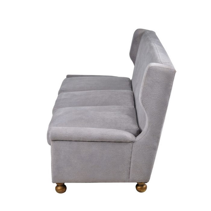 Modern Style Polyester Upholstered Rubber Wood Sofa with Nail head Trim Design, Gray and Gold