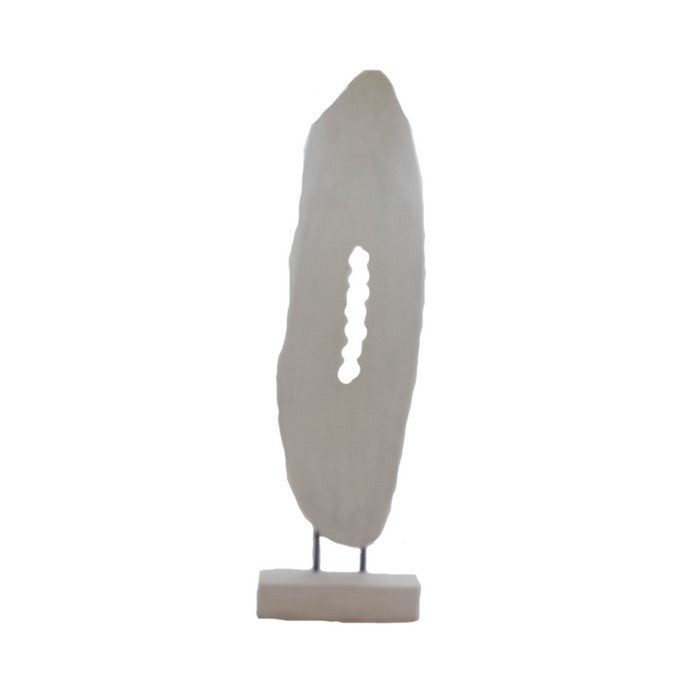 Vertically Shaped Mango Wood TableDecor on Rectangle Base, White