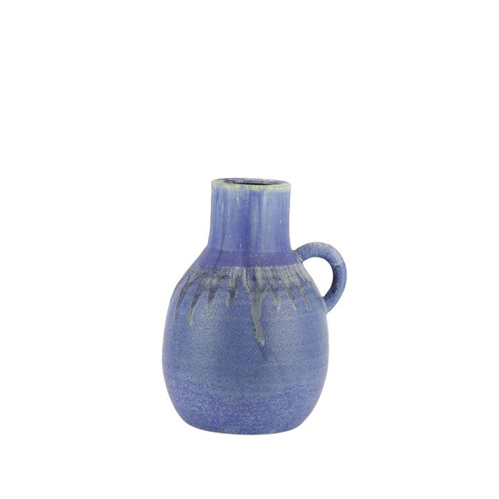 Jug ShapedDecorative Ceramic Vase with Dripping Pattern, Large, Blue