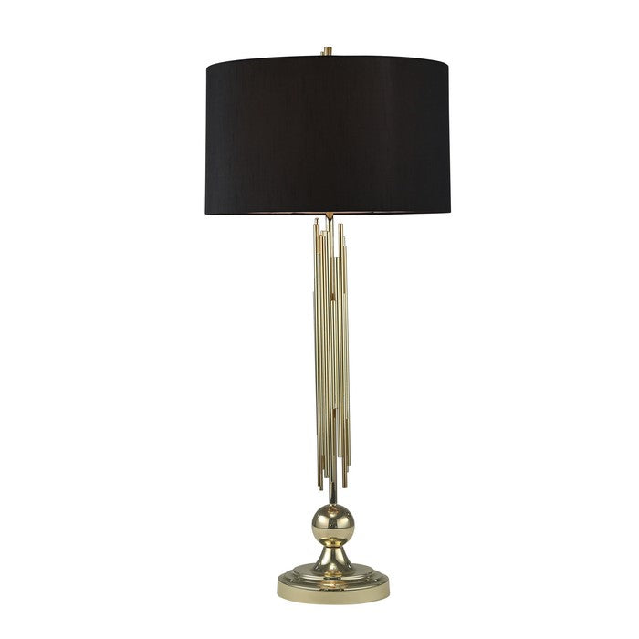 Modern Metal Table Lamp with Abstract Bars Design, Gold and Black