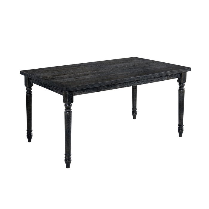 Rustic Solid Wood Rectangular Dining Table with Turned Legs, Gray