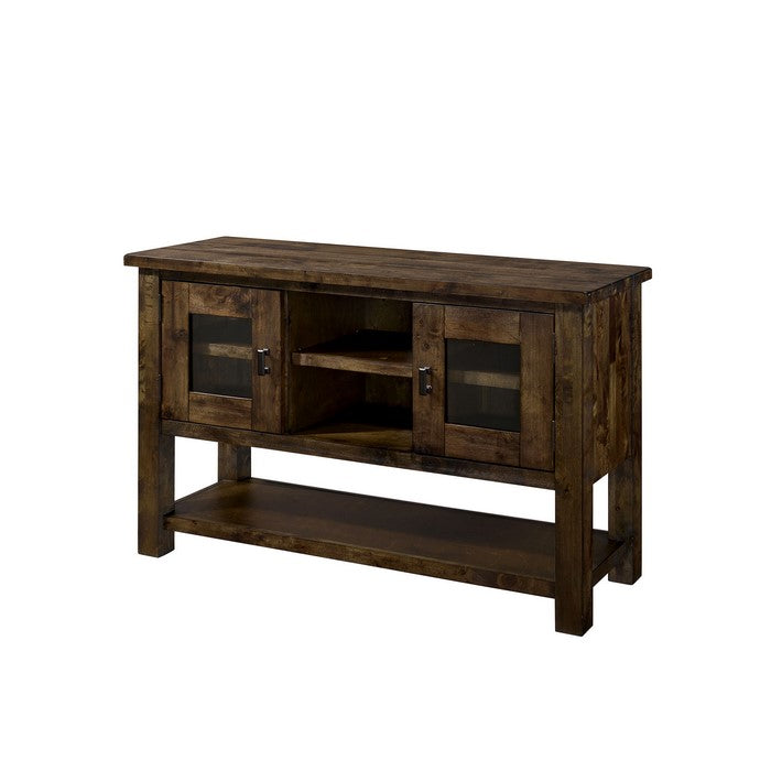 Transitional Style Solid Wood Server with Two Door Cabinets and Three shelves , Brown