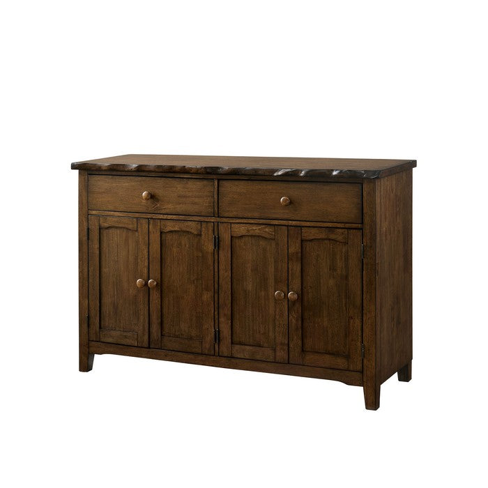 Rustic Solid Wood Rectangular Server with Two Drawers and Four Door Cabinets, Brown