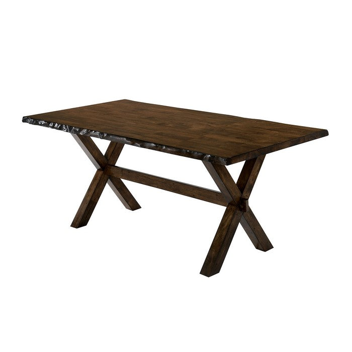 Transitional Style Solid Wood Rectangular Dining Table with Trestle Base, Brown