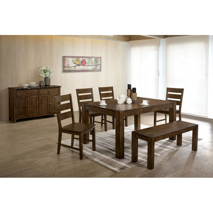 Transitional Style Solid Wood Bench with Trestle Style Base and Block Legs, Brown