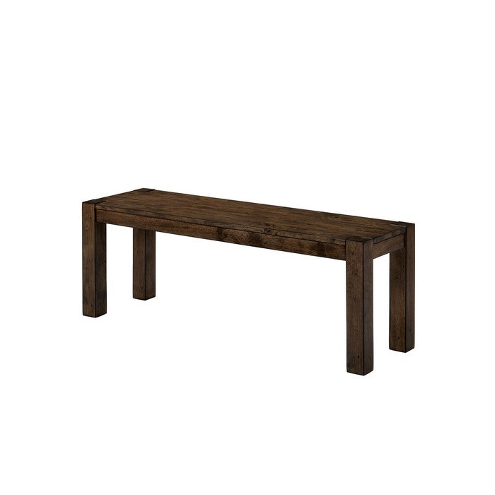 Transitional Style Solid Wood Bench with Trestle Style Base and Block Legs, Brown