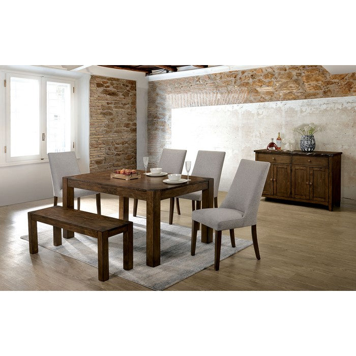 Transitional Style Solid Wood Rectangular Dining Table with Block Legs , Brown
