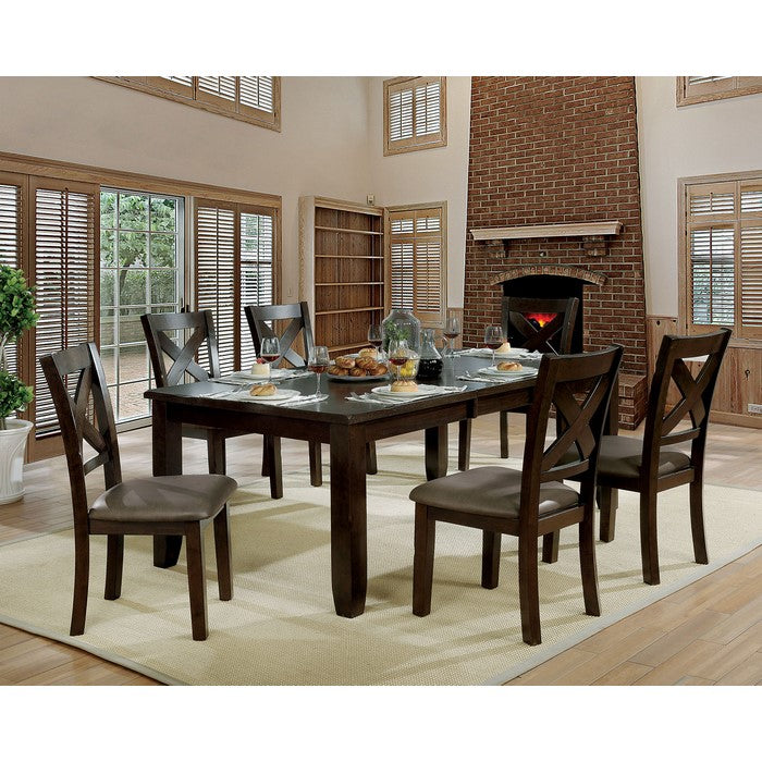 Transitional Style Solid Wood Rectangular Dining Table with Bold and Sturdy Design, Brown