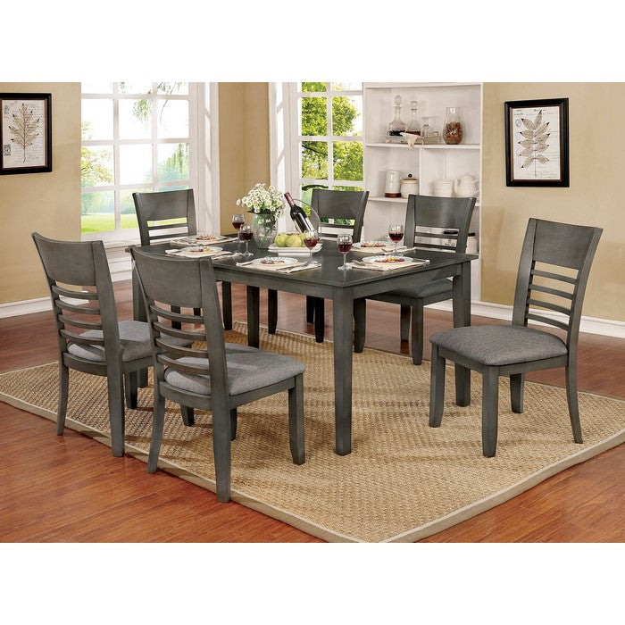 Transitional Style Solid Wood Rectangular Dining Table with Tapered Legs , Gray