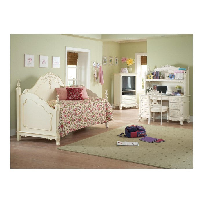 Transitional Style Wooden Writing Desk Hutch with One Shelf , White