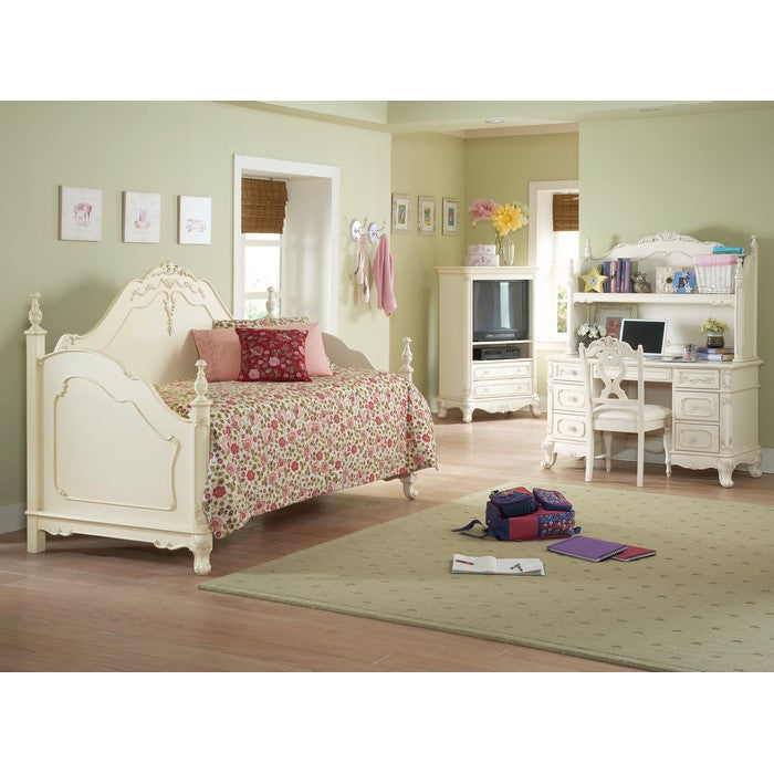 Transitional Wooden Writing Desk with Spacious Drawers, White
