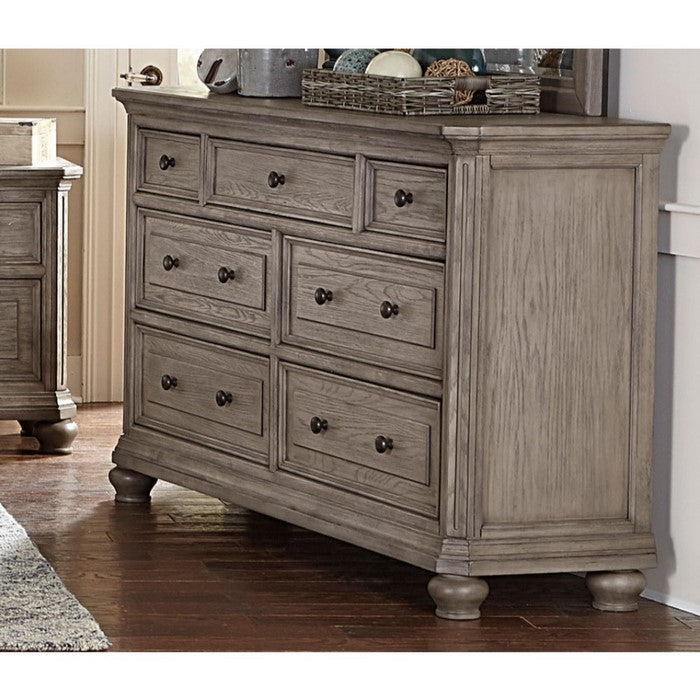 Transitional Style Wooden Dresser with Spacious Drawers, Brown