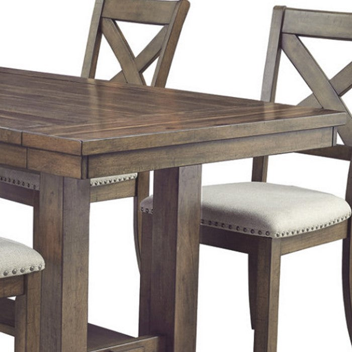 Rustic Style Acacia Wood Dining Table with Two Separate Extension Leaves, Brown