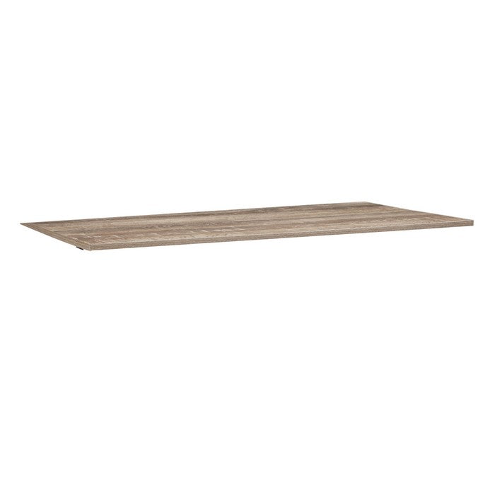 Rectangular Wood and Metal Desk with Two Display Shelves, Black and Brown