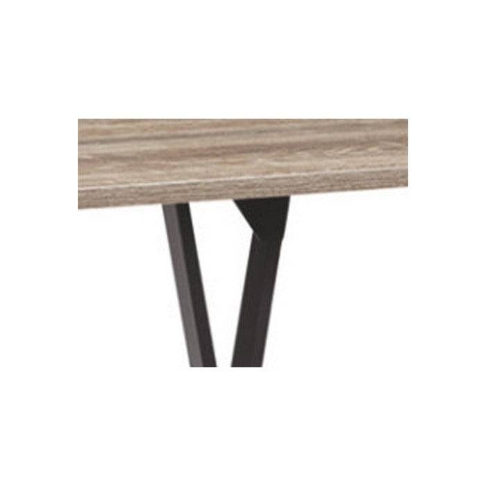 Rectangular Wood and Metal Desk with Two Display Shelves, Black and Brown