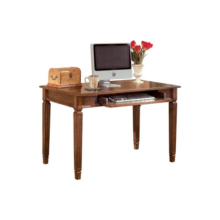 Wooden Desk with Drop Down Keyboard Tray and Turned Legs, Brown
