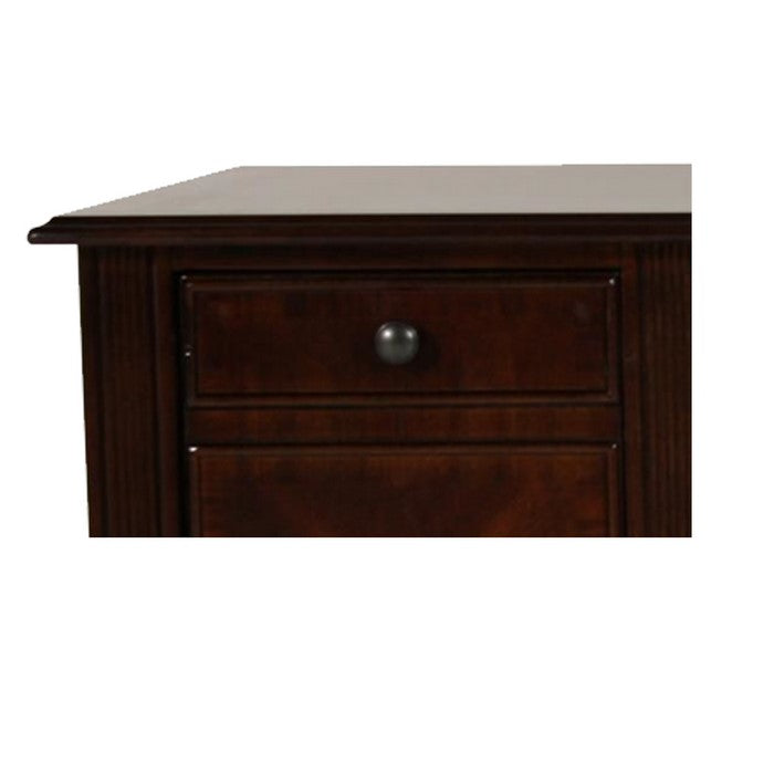Spacious Wooden Desk with Pilaster Leg Storage and Keyboard Tray, Brown