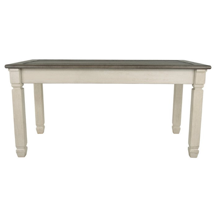 Three Drawer Wooden Desk with Plank Style Top, Brown and White