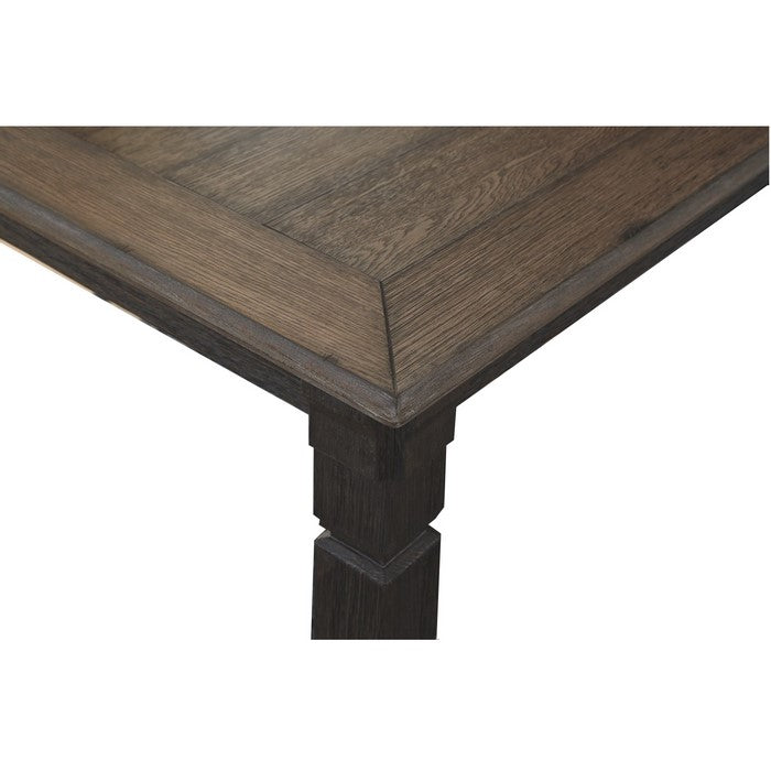 Two Tone Wooden Desk with Turned Legs and Three Drawer, Brown and Gray