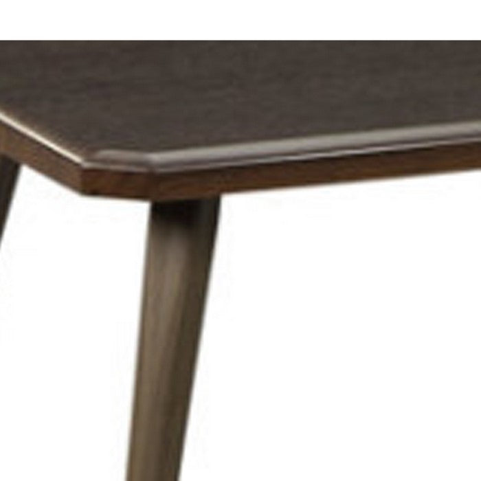 Wooden Table Set with Beveled Edges and Tapered Bottom, Set of Three, Dark Brown