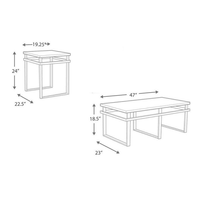 Metal Framed Table Set with Beveled Glass Top and Sled Legs, Set of Three, Black