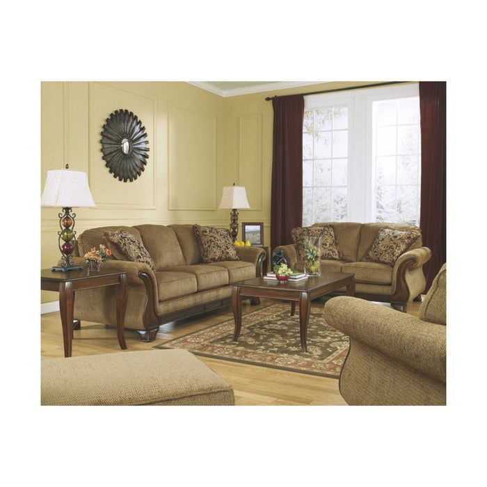 Wooden Table Set with Saber Leg Support, Set of Three, Brown